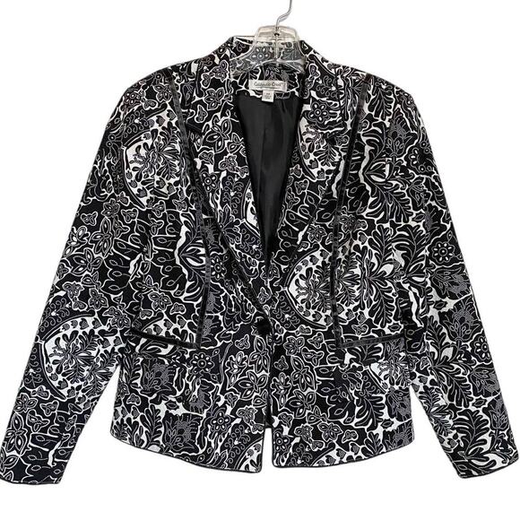 Coldwater Creek Black and White Blazer Petite -‎ M Excellent - Picture 1 of 13